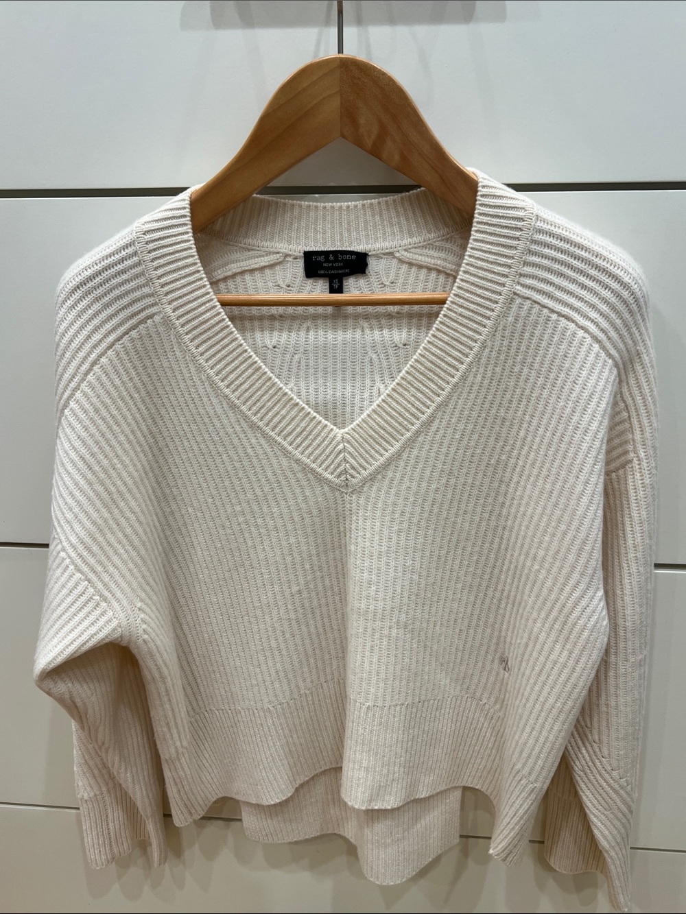 rag & bone Ivory Cashmere V-Neck Sweater